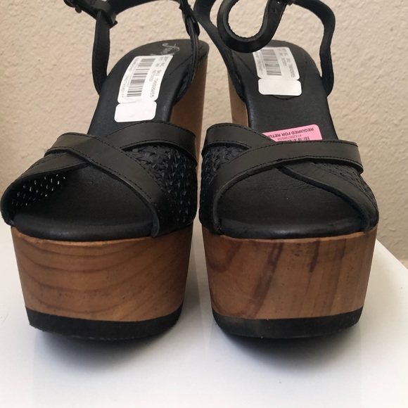Free People Rendezvous black wood heel clog boho - Picture 7 of 9